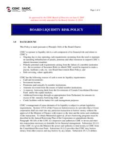 PROPOSED CDIC BOARD RISK POLICY FORMAT