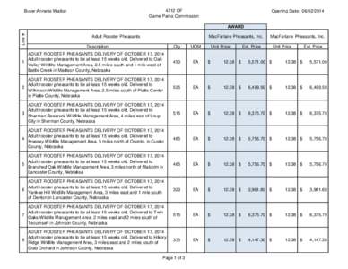 4712 OF Game Parks Commission Buyer:Annette Walton  Opening Date: [removed]