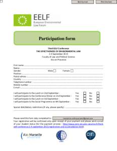 Print the form  Send by mail Participation form Third EELF Conference