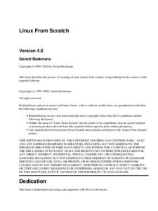 Linux From Scratch  Version 4.0 Gerard Beekmans Copyright © 1999−2002 by Gerard Beekmans