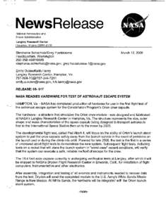 ~  .. NewsRelease National Aeronautics and