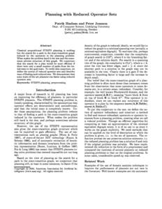 Planning with Reduced Operator Sets Patrik Haslum and Peter Jonsson Dept. of Computer Science, Linkoping University S[removed]Linkoping, Sweden fpetej,[removed]