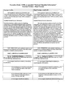 Proposed Changes to the Executive Order on Classified National Security Information