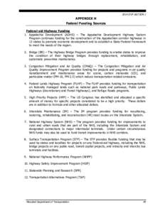 2014 STIP SECTION 1  APPENDIX H Federal Funding Sources Federal-aid Highway Funding 1. Appalachia Development (ADHS) – The Appalachia Development Highway System