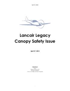 April 27, 2014  Lancair Legacy Canopy Safety Issue April 27, 2014