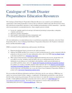 Catalogue of Youth Disaster Preparedness Education Resources