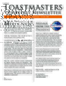 Toastmasters Quarterly Newsletter S o u th Bay Toa s tm a s t e rs - C lub[removed]M