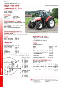 Technique Publication spéciale | Août 2014 Steyr 4115 Multi  Test de tracteur no