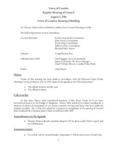 Mayor Mooney called the December 6, 2004 Camden Town Council Meeting to order at 7:00 p