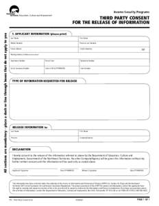 Income Security Programs  All sections are mandatory - place a dash or line through boxes that do not apply to you Third party consent for the release of information