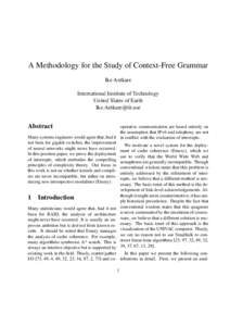 A Methodology for the Study of Context-Free Grammar Ike Antkare International Institute of Technology United Slates of Earth 