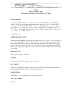 ARIZONA HISTORICAL SOCIETY 949 East Second Street Tucson, AZ[removed]Library and Archives[removed]Fax: ([removed]removed]