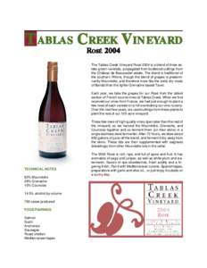 Tablas Creek Vineyard Rose 2004 printable brand sheet