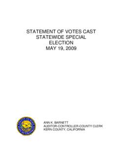 STATEMENT OF VOTES CAST STATEWIDE SPECIAL ELECTION MAY 19, 2009  ANN K. BARNETT