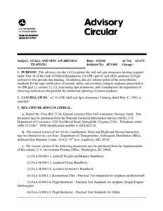 AC 61-67C - Stall and Spin Awareness Training