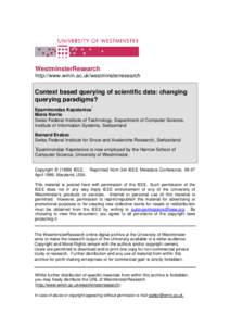 WestminsterResearch University of Westminster Eprints http://www.wmin.ac.uk/westminsterresearch http://eprints.wmin.ac.uk