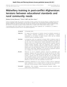 Health Policy and Planning Advance Access published January 28, 2011 Published by Oxford University Press in association with The London School of Hygiene and Tropical Medicine ß The Author 2011; all rights reserved. He