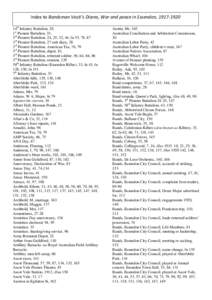 Index to Bandsman Vosti’s Diares, War and peace in Essendon, [removed]14th Infantry Battalion, 26 1st Pioneer Battalion, 33, 3rd Pioneer Battalion, 24, 25, 32, 44, fn 55, 78, 87 3rd Pioneer Battalion, 27 unit diary, 2