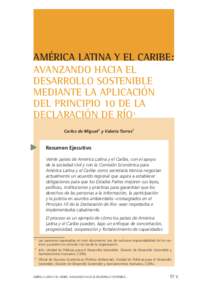 AMÉRICA LATINA Y EL CARIBE: AVANZANDO HACIA EL DESARROLLO SOSTENIBLE MEDIANTE LA APLICACIÓN DEL PRINCIPIO 10 DE LA DECLARACIÓN DE RÍO1