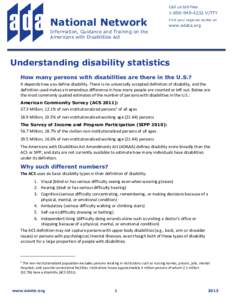 Call us toll-free[removed]V/TTY Understanding disability statistics