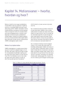 K a p i t e l 1 4 | M o t i o n s v a n e r – h v o r f o r, h v o r d a n o g h v o r ?  Kapitel 14. Motionsvaner – hvorfor, hvordan og hvor? Motion er kendt for sine mange sundhedsfremmende effekter (nærmere beskr