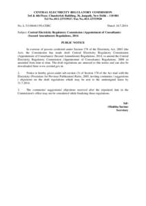 CENTRAL ELECTRICITY REGULATORY COMMISSION 3rd & 4th Floor, Chanderlok Building, 36, Janpath, New Delhi – [removed]Tel No.:[removed]Fax No.:[removed]No. L[removed]CERC  Dated: [removed]