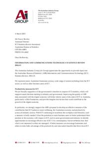 4 March 2015 Ms Tracey Rowley Assistant Director ICT Statistics Review Secretariat Australian Bureau of Statistics GPO Box K881