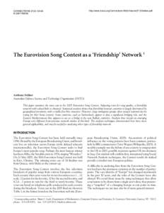 CONNECTIONS 27(3): 53-58 © 2007 INSNA http://www.insna.org/Connections-Web/Volume27-3/Dekker.pdf  The Eurovision Song Contest as a ‘Friendship’ Network 1