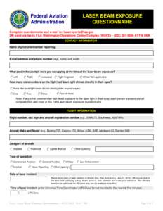 FAA Laser Beam Exposure Questionnaire