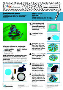 THE SCIENCE LAB  Make & Do Activity Kit Static electric snake This quick and fun experiment uses the power