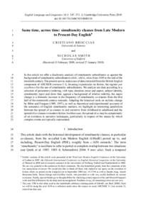 C Cambridge University Press 2010 English Language and Linguistics 14.3: 347–371. ! doi:[removed]S1360674310000110 Same time, across time: simultaneity clauses from Late Modern to Present-Day English∗
