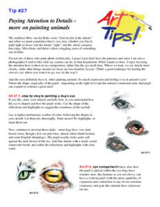 Tip #27  Paying Attention to Details more on painting animals The architect Mies van der Rohe wrote 