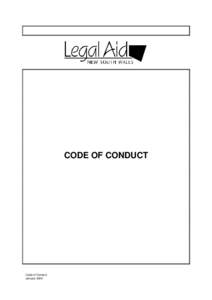 CODE OF CONDUCT  Code of Conduct January 2004  1.