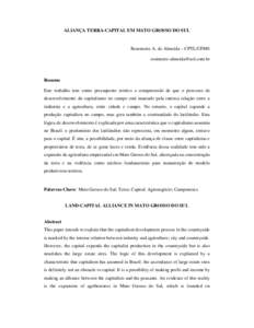 ALIANÇA TERRA-CAPITAL EM MATO GROSSO DO SUL  Rosemeire A. de Almeida – CPTL/UFMS