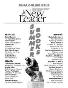 The New Leader | May/June-July/August 2010 | Volume XCIII, Numbers 3-4