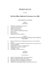 The Post Office (Bailiwick of Guernsey) Law, 2001