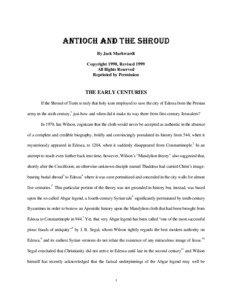 ANTIOCH AND THE SHROUD By Jack Markwardt Copyright 1998, Revised 1999