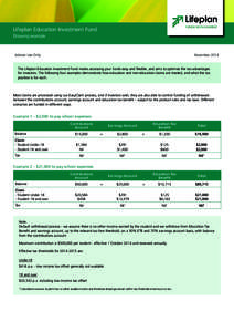 Lifeplan Education Investment Fund Drawing example Adviser Use Only  November 2014