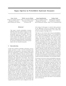 Sigma Algebras in Probabilistic Epistemic Dynamics  Luca Aceto Wiebe van der Hoek Anna Ingolfsdottir Joshua Sack