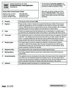 FBT[removed]kansas secretary of state  Foreign Business Trust Application