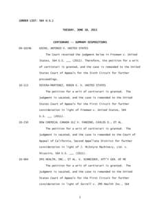 Judicial review / Supreme Court of the United States / Term per curiam opinions of the Supreme Court of the United States / Certiorari before judgment / Law / Appellate review / Certiorari