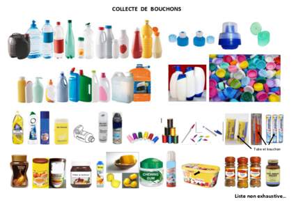 COLLECTE DE BOUCHONS  Tube et bouchon Liste non exhaustive…