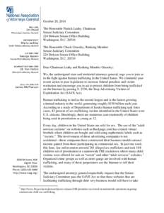 October 20, 2014 The Honorable Patrick Leahy, Chairman Senate Judiciary Committee 224 Dirksen Senate Office Building Washington, D.C[removed]The Honorable Chuck Grassley, Ranking Member