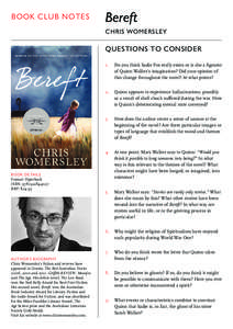 Book Club Notes  Bereft Chris Womersley  questions to consider