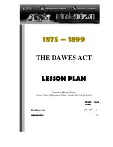 1875 – 1899 THE DAWES ACT LESSON PLAN Created by Michael Young, former History Department Chair, Omaha Burke High School