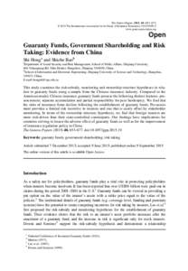 Guaranty Funds, Government Shareholding and Risk Taking: Evidence from China