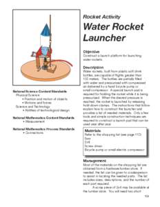 Rocket Activity  Water Rocket Launcher  Objective