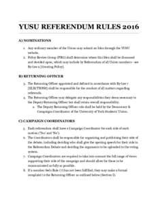    YUSU REFERENDUM RULES 2016     