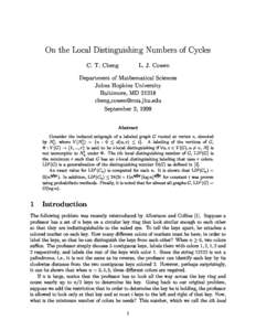 On the Lo
al Distinguishing Numbers of Cy
les C. T. Cheng L. J. Cowen  Department of Mathemati
al S
ien
es