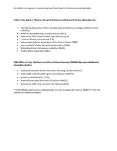 Association of Christian Schools International / Christian education / North Central Association of Colleges and Schools / Accreditation / Andersonville Theological Seminary / Worthington Christian High School / Evaluation / Quality assurance / Education